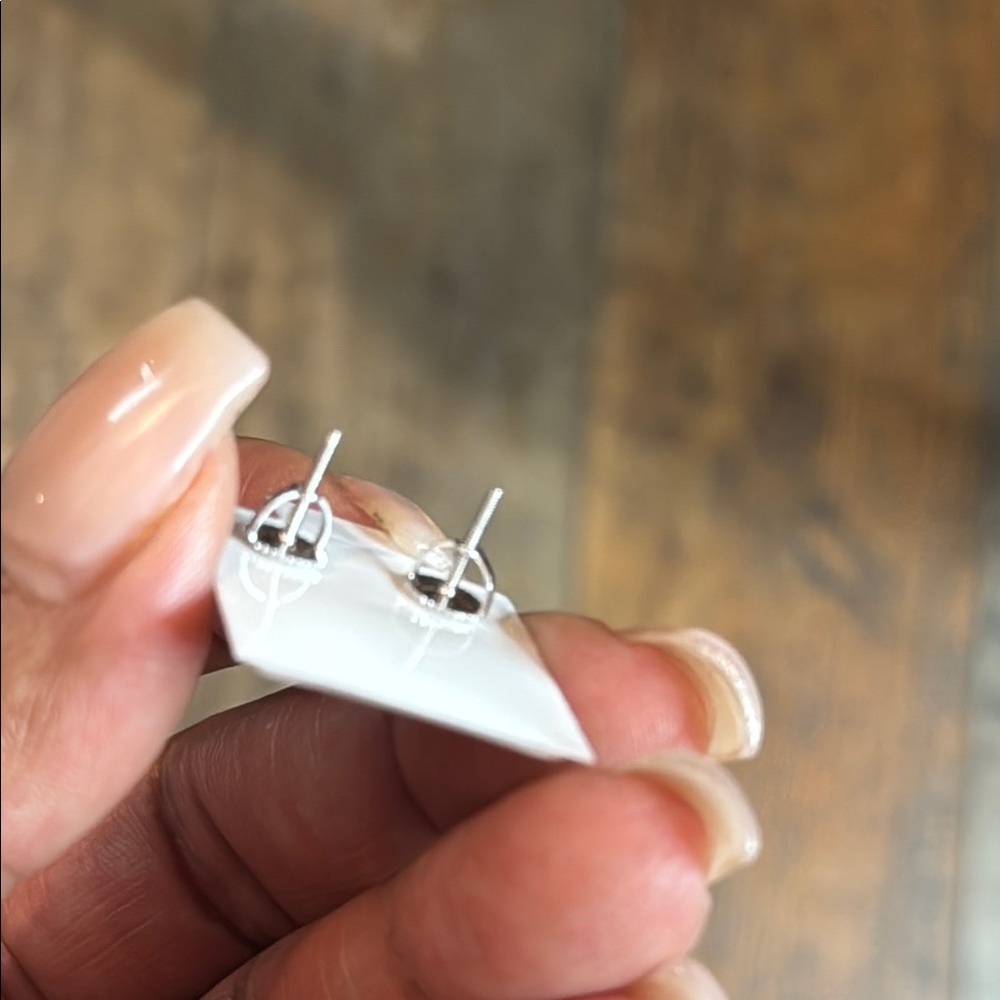 Sterling Silver & Moissanite Stud Earrings View 2
